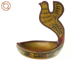 Vintage Håndlavet Russisk Khokhloma Træ Skål med Fugl Fønix (str. 14 x 18 x 8 cm)