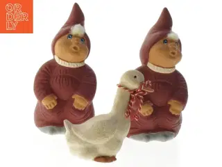 Keramiske nissefigurer med gås (str. 13 cm)