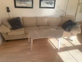 Smart lys hjørne sofa med bord