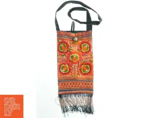 Broderet skuldertaske med frynser (str. 40x23 cm)