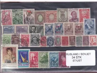 Rusland - Sovjet Samling 34 stk. - Stemplet/Ustemplet
