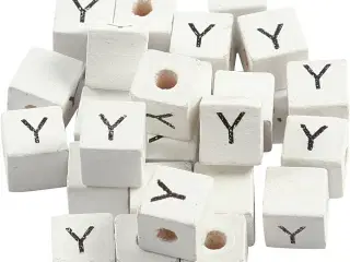 Hvide Bogstavperler Y, 25 stk. til Smykkefremstilling