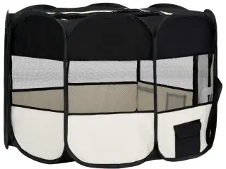 Foldbar hundegård med bæretaske 125x125x61 cm sort