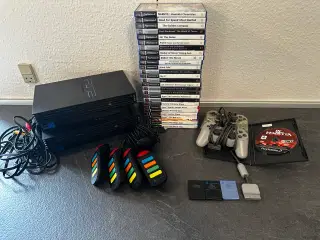 Playstation 2 pakke med 2 maskiner og 27 spil