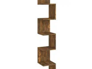 Væghængt hjørnehylde 20x20x127,5 cm konstrueret træ røget eg