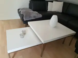 Sofabord i mat/hvid (lavt/aflangt bord)
