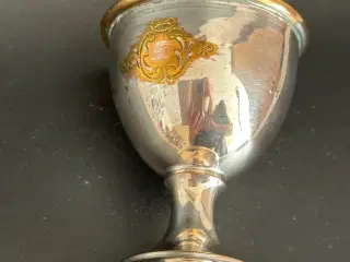 Fem vintage æggebæger/dramglas af sølvplet, tin..