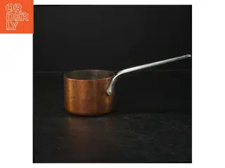 Kobberkasserolle med stålhåndtag (str. Ø. 10 cm. længde, 23,5 cm)