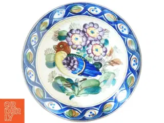 Kunstfajance 1173-404 Aluminia Platte Blå fugl og blomster (str. Ø 20 cm)