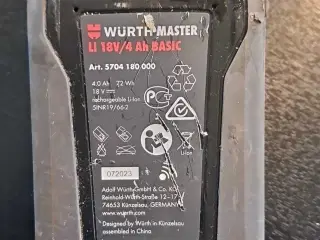Wurth Master Li 18/4ah batteri