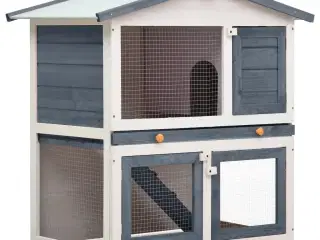 Udendørs kaninbur 3 døre træ grå