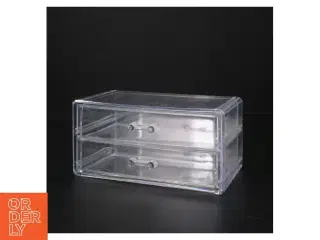 Transparent opbevaringsboks med to skuffer (str. 18,5 x. 10 cm)
