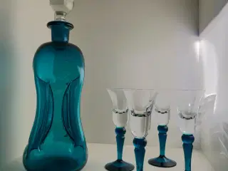 Holmegaard klukflaske med glas