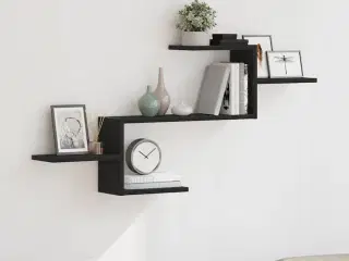 Væghylde 104x15x49 cm konstrueret træ sort egetræsfarve