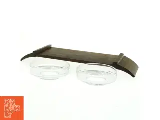 Palisander Serveringsbakke med glas skåle (str. 38 x 11,5 cm)