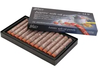 Gallery Oliepastel, L: 7 cm, diam. 11 mm, tykkelse 11 mm, brændt orange, 12stk./ 1 pk.