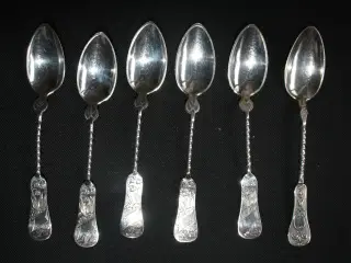6 toddyskeer af sølvplet