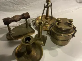 Messing lot , lysestager m.m.