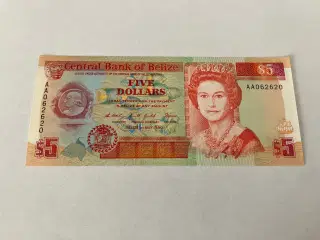 5 Dollars Belize 1990