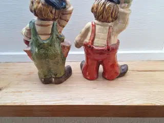 Vintage håndmalede porcelæns klovnefigurer