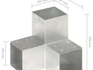 Stolpebeslag Y-form 4 stk. 101x101 mm galvaniseret metal