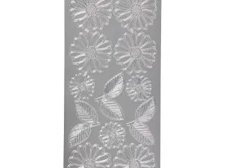 Sølv Margueritter Stickers - 10x23 cm, 1 ark