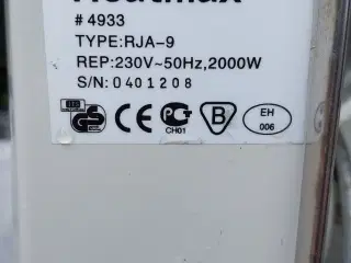 elradiator og 2 varmeblæser