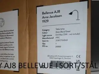 Helt ny Arne Jacobsen AJ8 Bellevue sort/stål lampe