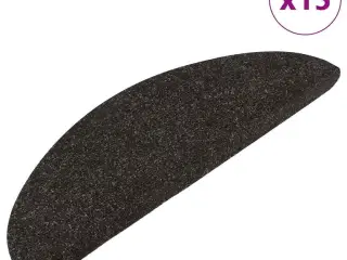 Selvklæbende trappemåtter 15 stk. 56x17x3 cm sort
