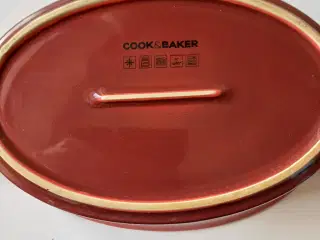 Ovnfast fad / stegeso med låg - rød Cook & Baker