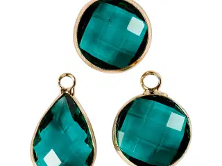 Smykkevedhæng, H: 15-20 mm, hulstr. 2 mm, grøn, 1 pk.