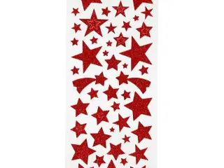 Røde Glitterstickers Stjerner - 2 Ark 10x24 cm