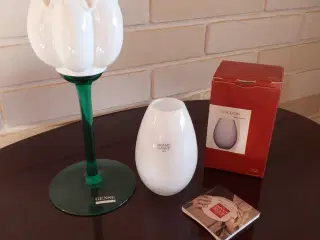 Glas, vase, lysestager