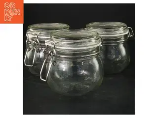 Sæt af 3 glaskrukker med låg og klips fra IKEA (str. 10 cm)
