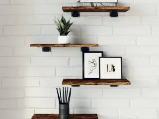 Væghylder 4 stk. 40x20x1,5 cm konstrueret træ røget egetræ