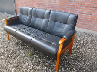 1 stk 3 Personer Lædersofa sort