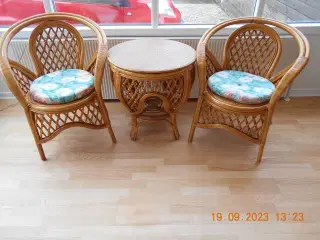 Bambus sæt 2 stole + bord