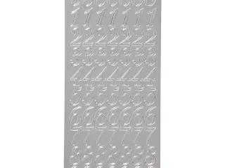 Sølv Tal Stickers 10x23 cm - Selvklæbende Ark