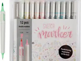 Sketch Marker Pastelfarver, 12 stk. - 1+2-5 mm