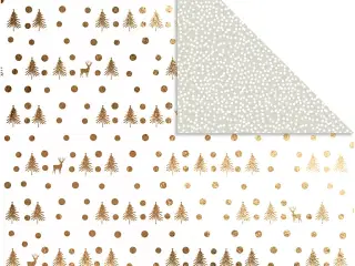 Designpapir, hjorte og prikker, ark 30,5x30,5 cm, 180 g, guld, 3ark/ 1 pk.