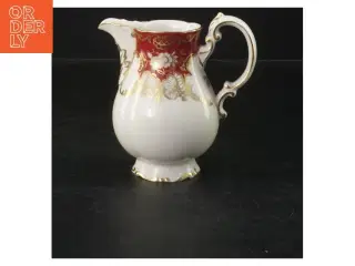 Porcelæn mælkekande med rødt og guld design (str. 10 cm)