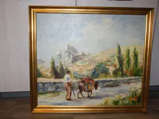 Oliemaleri af R. Hildebrandt 83 cm x 74 cm