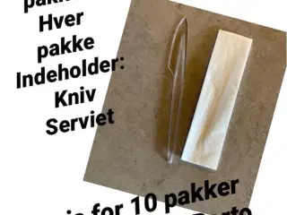 10 sæt plastik kniv+serviet