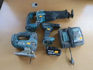 Akkuværktøj MAKITA stiksav, nøgler m.v. inkl. lader og ét batteri