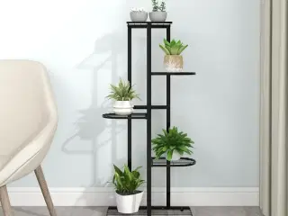 Blomsterstativ i 5 niveauer 43x22x98 cm metal sort