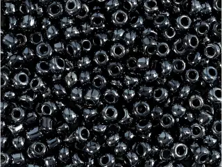 Rocaiperler, diam. 3 mm, str. 8/0, hulstr. 0,6-1,0 mm, sort metallic, 25g/ 1 pk.