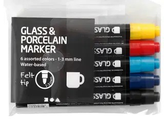 Halvdækkende Glas- og Porcelænstusch 6 stk.