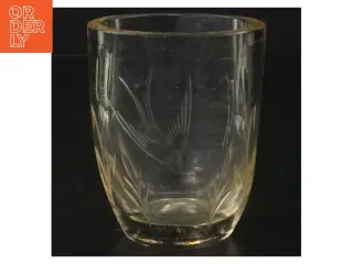 Glas vase med fuglemotiv (str. H. 10 cm)