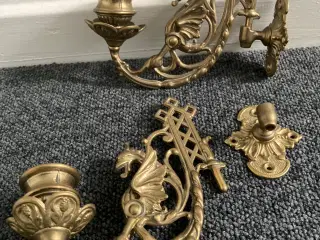2 klaverstager messing (lysestager til ophæng)