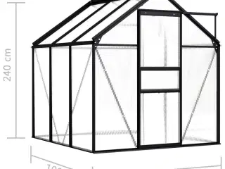 Drivhus 3,61 m³ aluminium antracitgrå